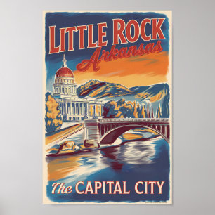Affiche Little Rock Arkansas Peinture Voyage Art Vintage