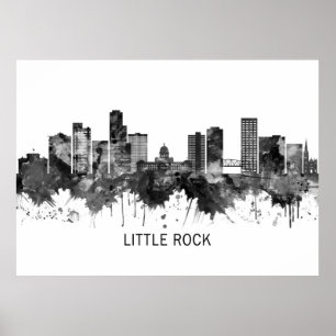 Affiche Little Rock Arkansas Skyline BW