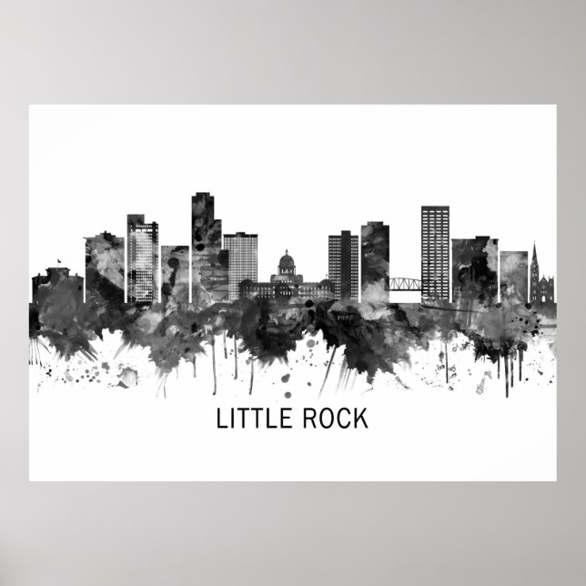 Affiche Little Rock Arkansas Skyline BW (Devant)