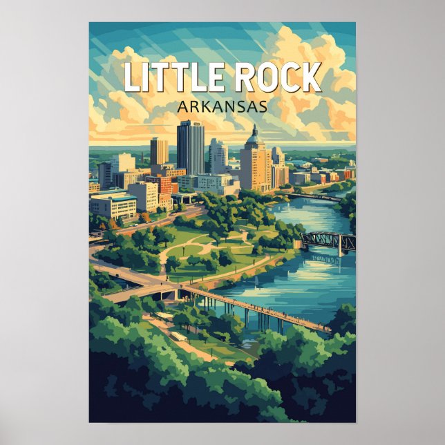 Affiche Little Rock Arkansas Voyage Art Rétro (Devant)