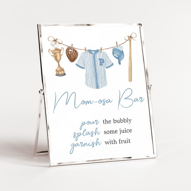 Affiche Little Slugger Baseball Baby shower Maman Osa Bar (Baseball Little Slugger Baby Shower Mom Osa Bar Sign)