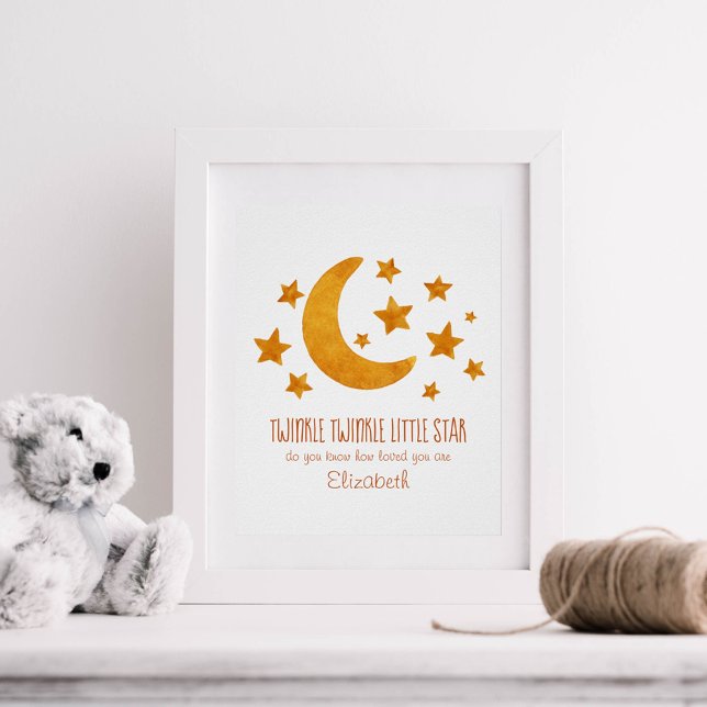 Affiche Little Star Name Moon & Star Aquarelle Whimsical (Créateur téléchargé)