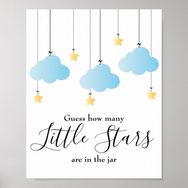 Affiche Little Stars Blue Baby Shower Game Sign (Devant)