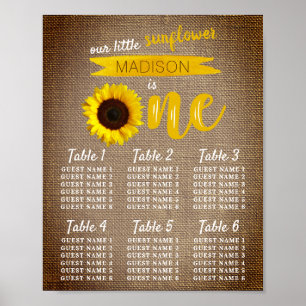 Affiche Little Sunflower 1er Anniversaire Carte de siège