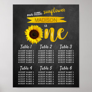Affiche Little Sunflower 1er Anniversaire Carte de siège
