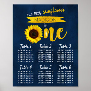 Affiche Little Sunflower 1er Anniversaire Carte de siège