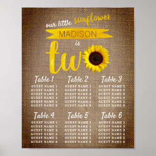 Affiche Little Sunflower 2e Anniversaire Carte de siège