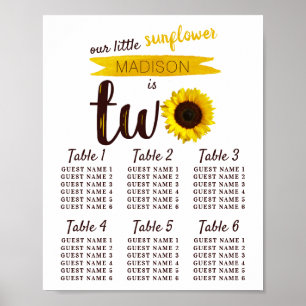 Affiche Little Sunflower 2e Anniversaire Carte de siège