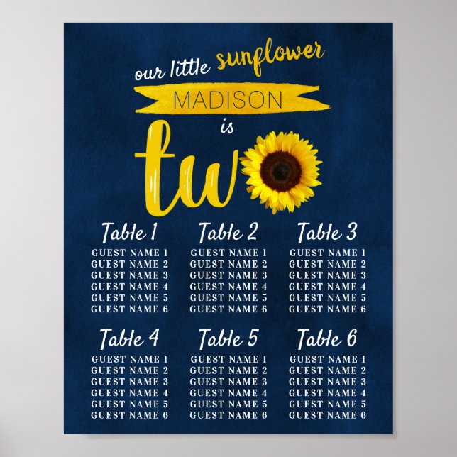 Affiche Little Sunflower 2e Anniversaire Carte de siège (Devant)