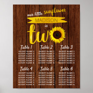 Affiche Little Sunflower 2e Anniversaire Carte de siège