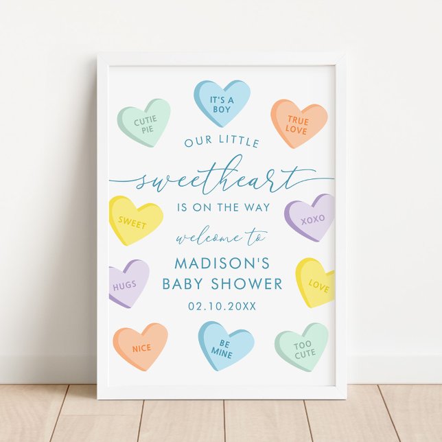 Affiche Little Sweetheart Candy Hearts Baby Shower Welcome (Créateur téléchargé)