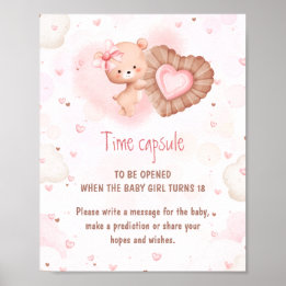 Affiche Little Sweetie Pink Baby Shower Game Time Capsule