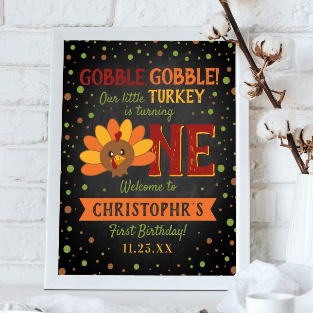 Affiche Little Turkey Fall Thanksgiving 1er anniversaire (Créateur téléchargé)