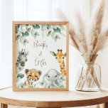 Affiche Little Wild One Safari Baby shower Livres & Cadeau<br><div class="desc">Les panneaux de baby shower de Cute a Little Wild One is On the Way sont agrémentés d'une jolie végétation avec de mignons animaux de safari à l'aquarelle. Personnalisez avec vos détails.</div>