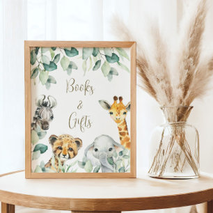 Affiche Little Wild One Safari Baby shower Livres & Cadeau