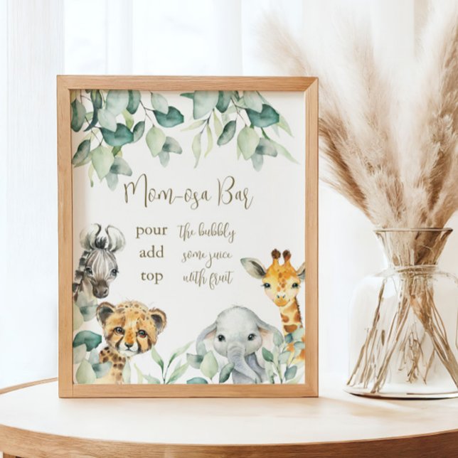 Affiche Little Wild One Safari Baby shower Mom-osa Bar (Mom-osa Bar Sign)