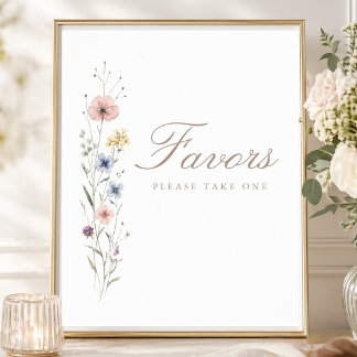 Affiche Little Wildflower Baby Shower Party Favors Sign 