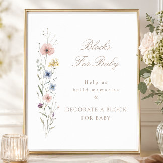 Affiche Little Wildflower Shower Activity Blocks For Baby