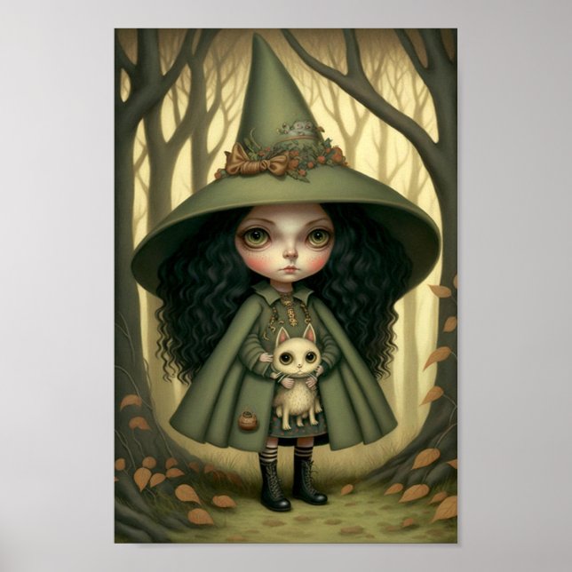 Affiche Little Witchy Forest Girl et son chat (Devant)