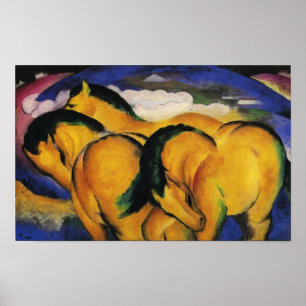 Affiche Little Yellow Horses 1912 par Franz Marc