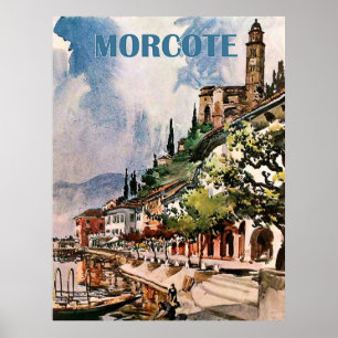 Affiche Littoral de Morcote, lac Lugano, Suisse