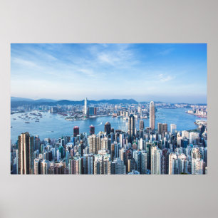 Affiche Littoral Tsim Sha Tsu, île de Hong Kong, Asie