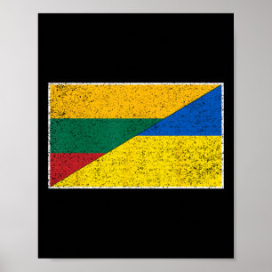 Affiche Lituanie Drapeau Ukraine Lituanien Ukrainien Natio