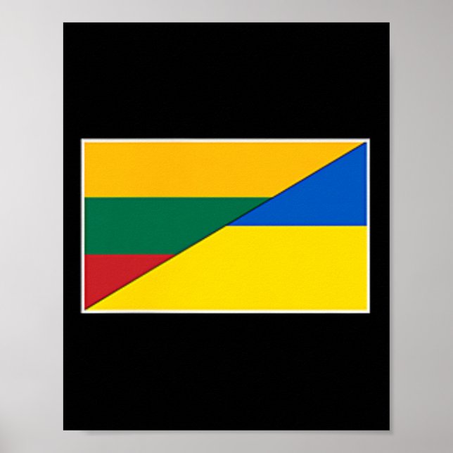 Affiche Lituanie Drapeau Ukraine Lituanien Ukrainien Natio (Devant)