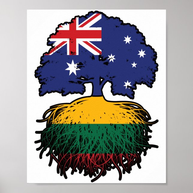 Affiche Lituanie Lituanien Australian Australia Tree (Devant)