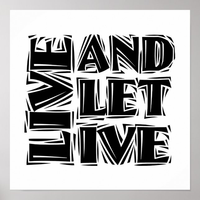 Affiche Live and Let Live 12 Step Recovery Slogan Citation (Devant)