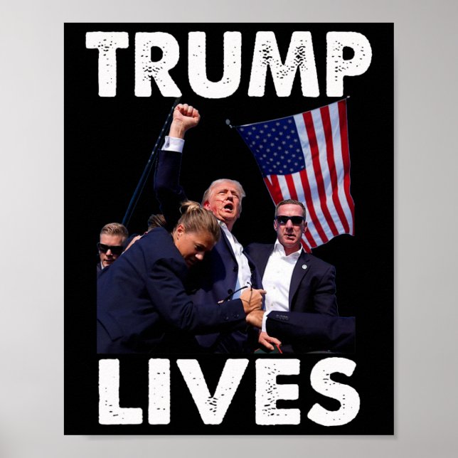 Affiche Live Donald Trump Mug Shot - Ne jamais abandonner (Devant)