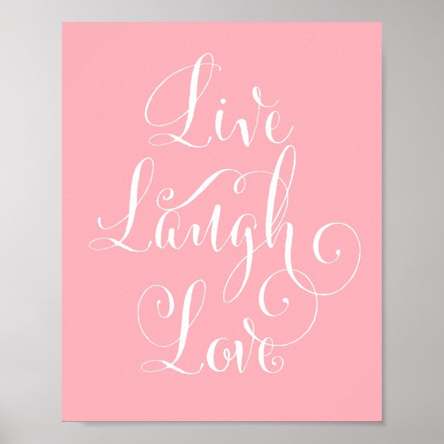Affiche Live, Laugh, Love art print - rose (Devant)