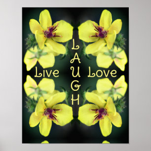 Affiche Live Laugh Love Fleur sauvage Inspirational Abstra