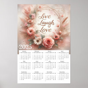 Affiche Live Laugh Love Flowers et Butterflies Calendrier