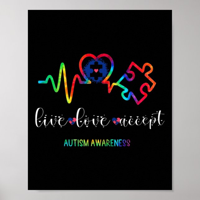 Affiche Live Love Accepter Sensibilisation sur l'autisme 1 (Devant)