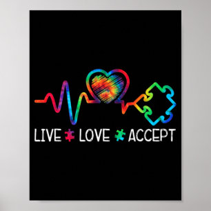 Affiche Live Love Accepter Sensibilisation sur l'autisme C