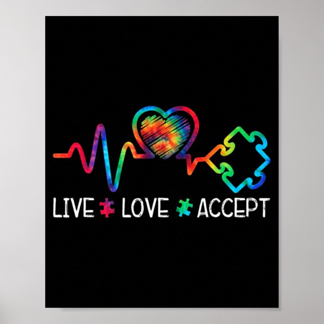 Affiche Live Love Accepter Sensibilisation sur l'autisme C (Devant)