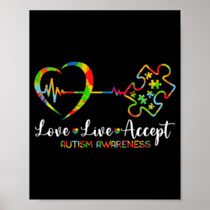 Affiche Live Love Accepter Sensibilisation sur l'autisme H