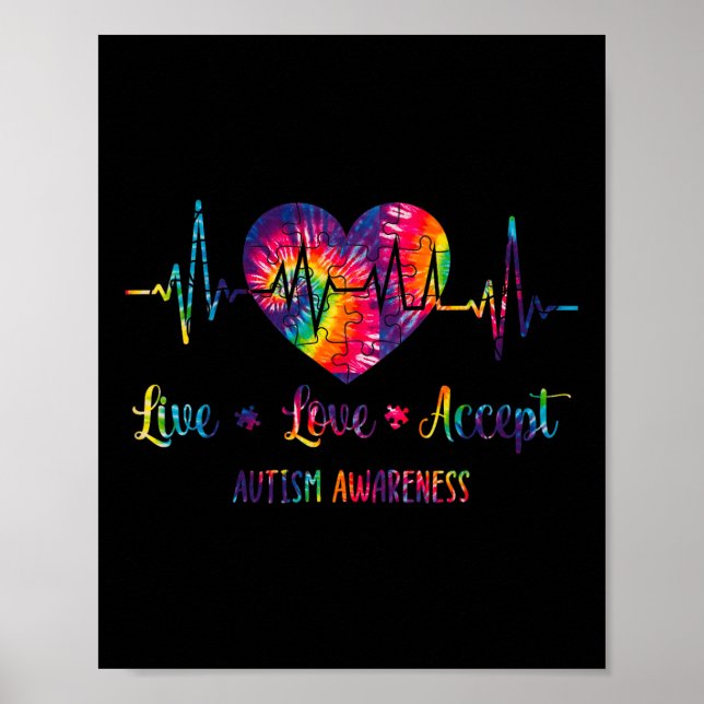 Affiche Live Love Accepter Sensibilisation sur l'autisme T (Devant)