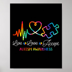Affiche Live Love Accepter Sensibilisation sur l'autisme T