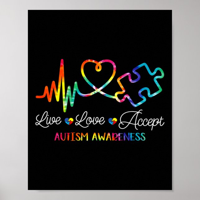 Affiche Live Love Accepter Sensibilisation sur l'autisme T (Devant)