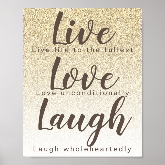 Affiche Live Love Laugh Girly Gold Parties scintillant Typ (Devant)