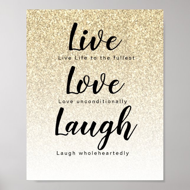 Affiche Live Love Laugh Girly Parties scintillant d'or Typ (Devant)