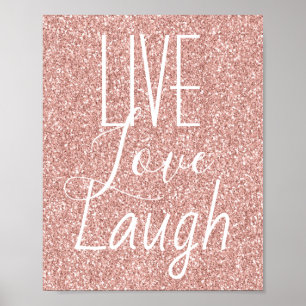 Affiche Live Love Laugh Girly Parties scintillant rose
