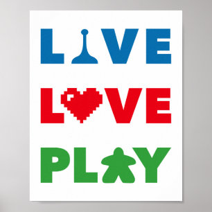Affiche Live, Love, Play Colorful Print