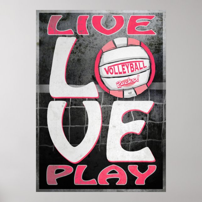 Affiche Live Love Play Pink Volleyball (Devant)