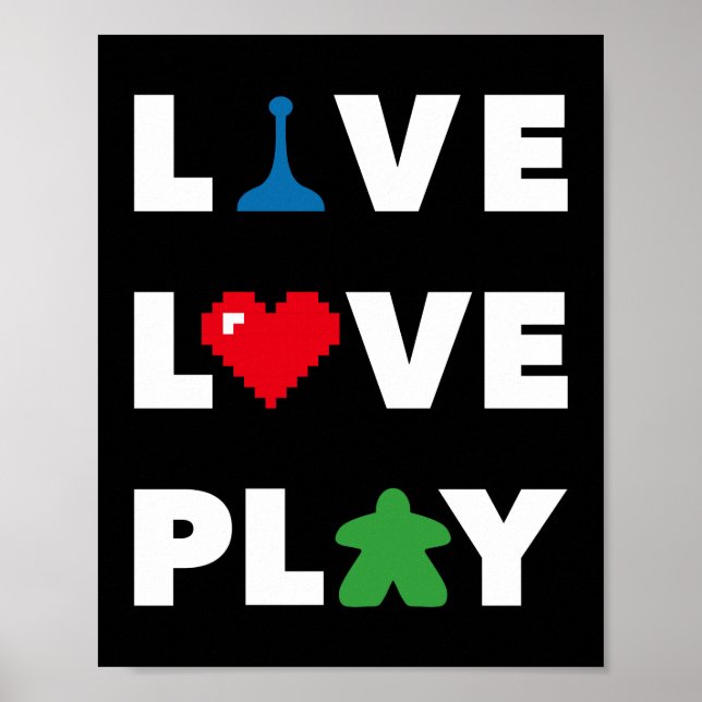 Affiche Live, Love, Play White Text Print (Devant)