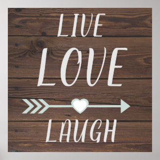 Affiche Live Love Rire Signe rustique