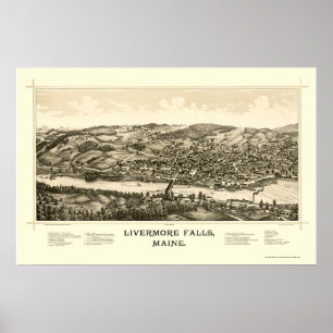 Affiche Livermore Falls, ME Carte panoramique - 1889