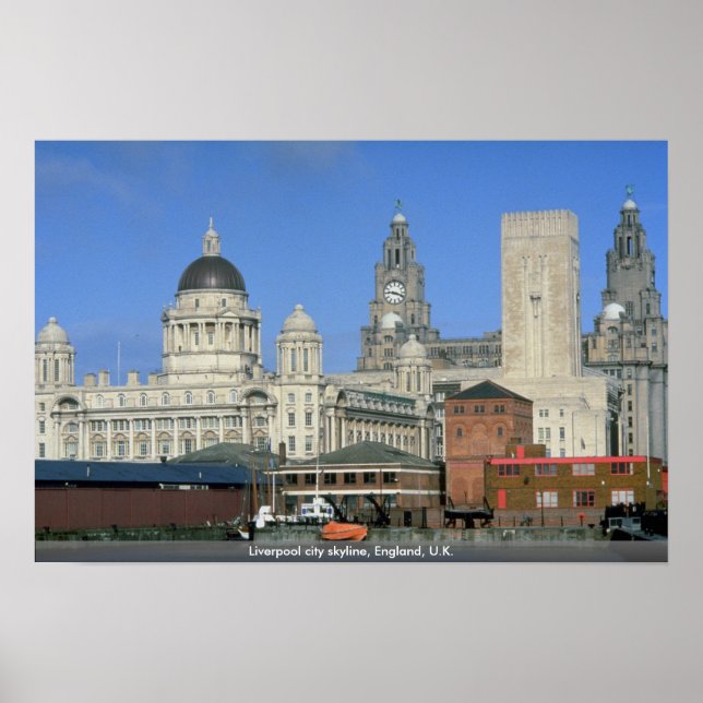 Affiche Liverpool city skyline, Angleterre, Royaume-Uni (Devant)